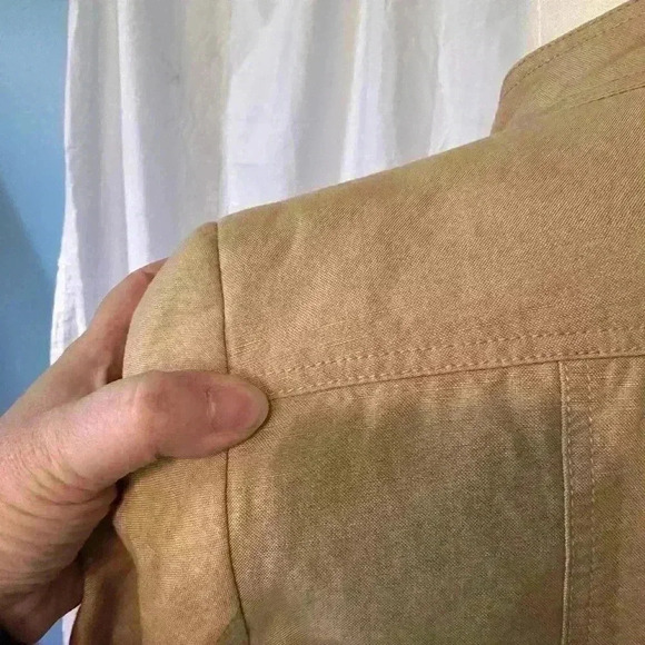 EUC Calvin Klein Women’s Tan Jacket. Size 10. Button And Waist Tie. - Picture 6 of 7